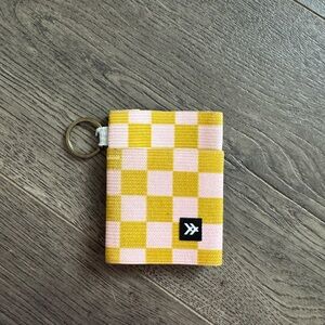 Yellow and Pink Checkered Keychain Thread Wallet